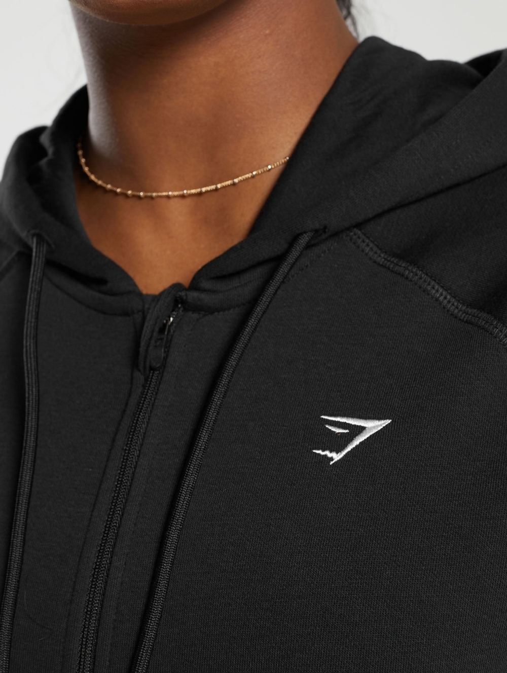 Gymshark Training Fleece Full Zip Up Hoodie Black with White Logo XL